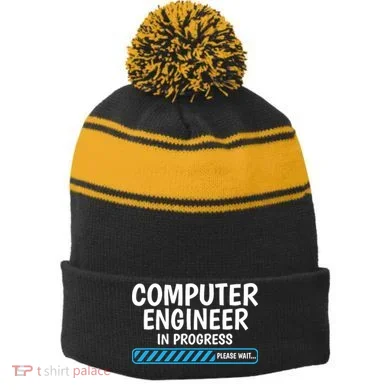 Computer Engineer In Progress Future Computer Engineer Stripe Pom Pom Beanie