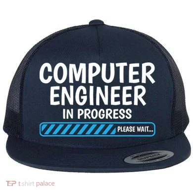 Computer Engineer In Progress Future Computer Engineer Flat Bill Trucker Hat