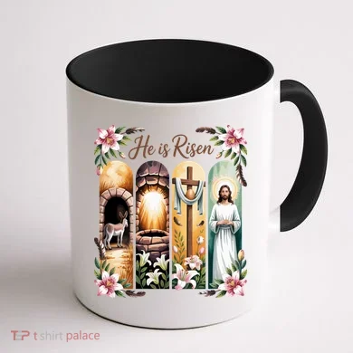 Celebrate Easter Jesus He Is Risen Coffee Mug back