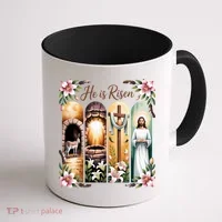 Celebrate Easter Jesus He Is Risen Coffee Mug thumb 1