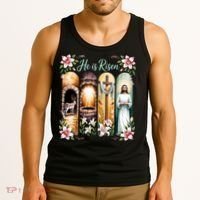 Celebrate Easter Jesus He Is Risen Tank Top thumb 3