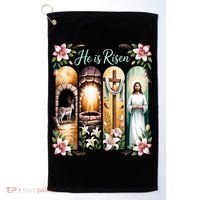 Celebrate Easter Jesus He Is Risen Golf Towel thumb 0