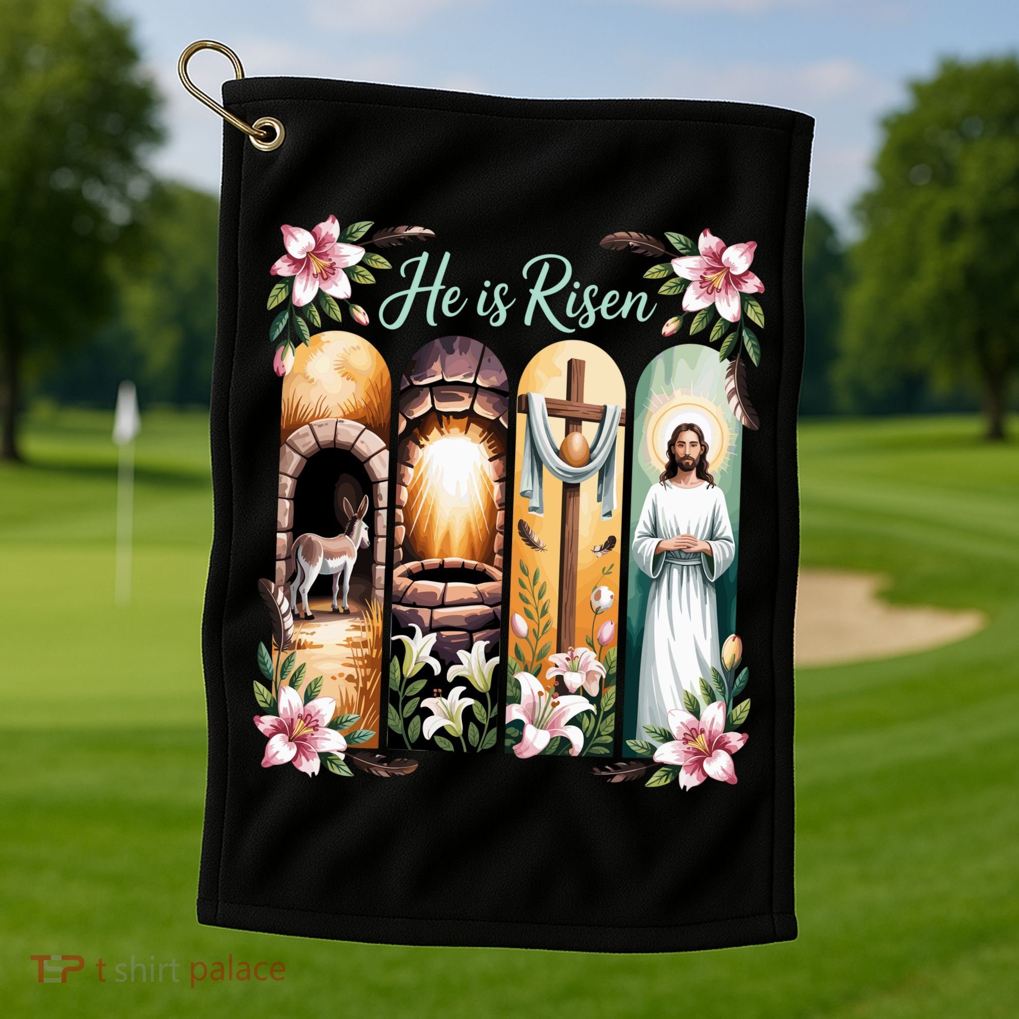 Celebrate Easter Jesus He Is Risen Golf Towel