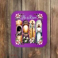 Celebrate Easter Jesus He Is Risen Coaster thumb 0