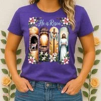 Celebrate Easter Jesus He Is Risen Women's T-Shirt thumb 2