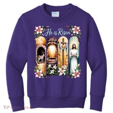 Celebrate Easter Jesus He Is Risen Kids Sweatshirt