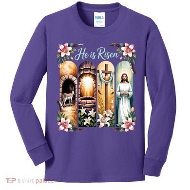 Celebrate Easter Jesus He Is Risen Kids Long Sleeve Shirt