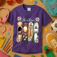 Celebrate Easter Jesus He Is Risen Kids T-Shirt thumb 3