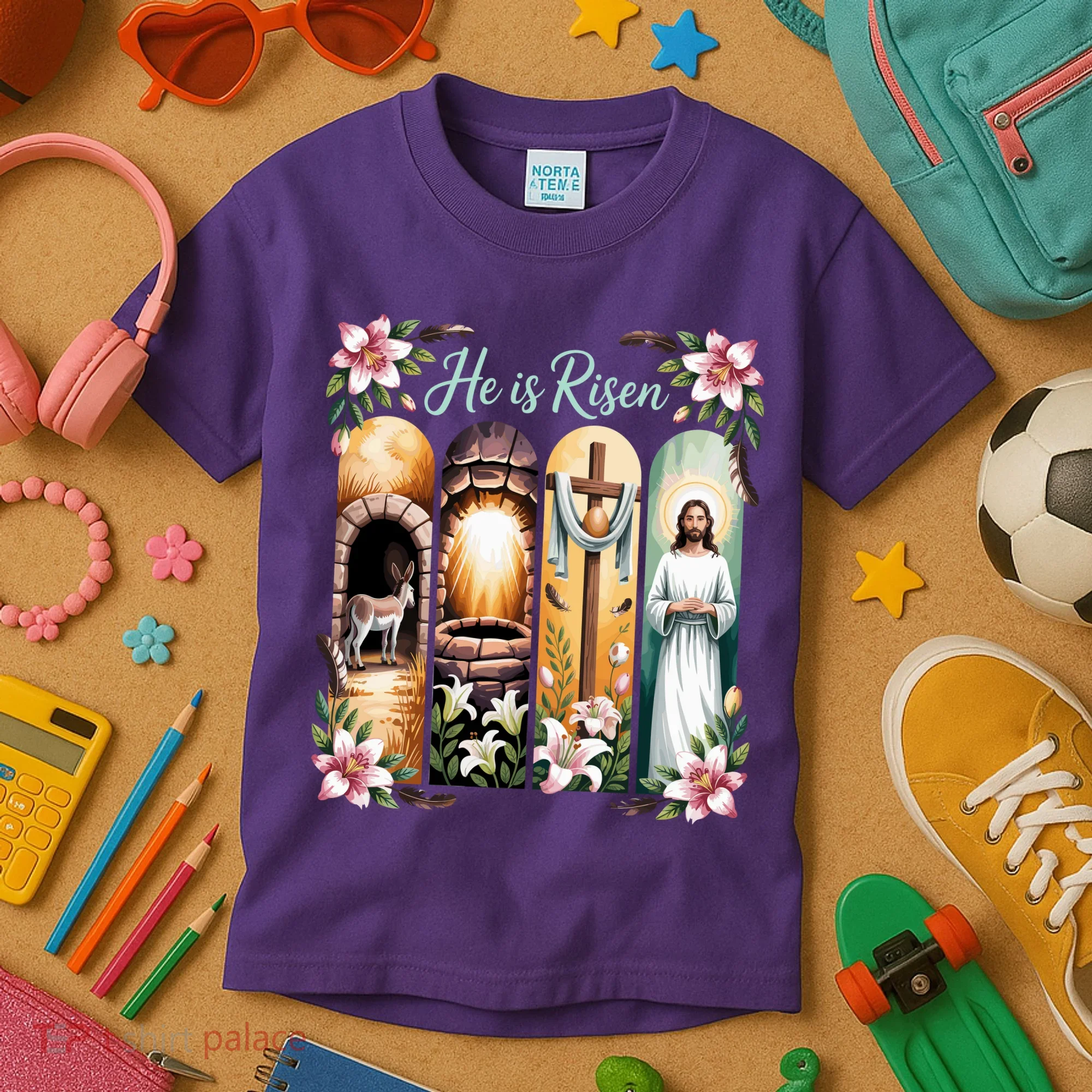 Celebrate Easter Jesus He Is Risen Kids T-Shirt