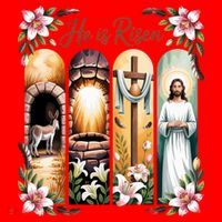 Celebrate Easter Jesus He Is Risen Santa Hat thumb 1