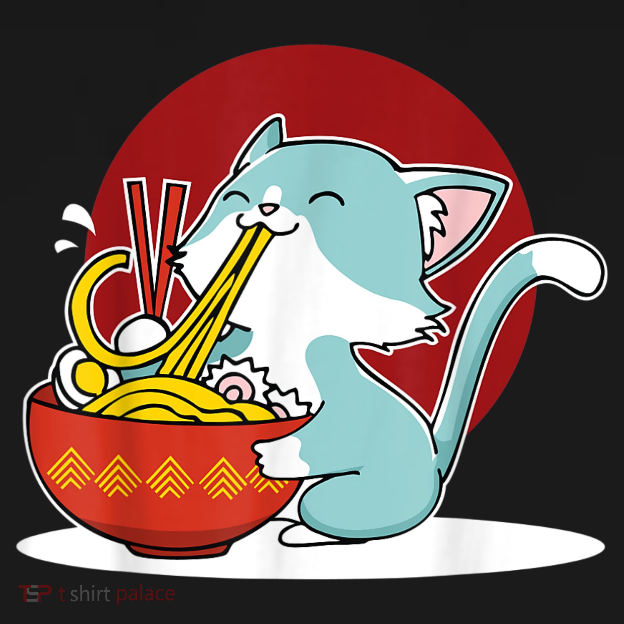 Cat Eating Japanese Ramen Noodles Soup Bowl Kawaii Kitten Women's Hoodie