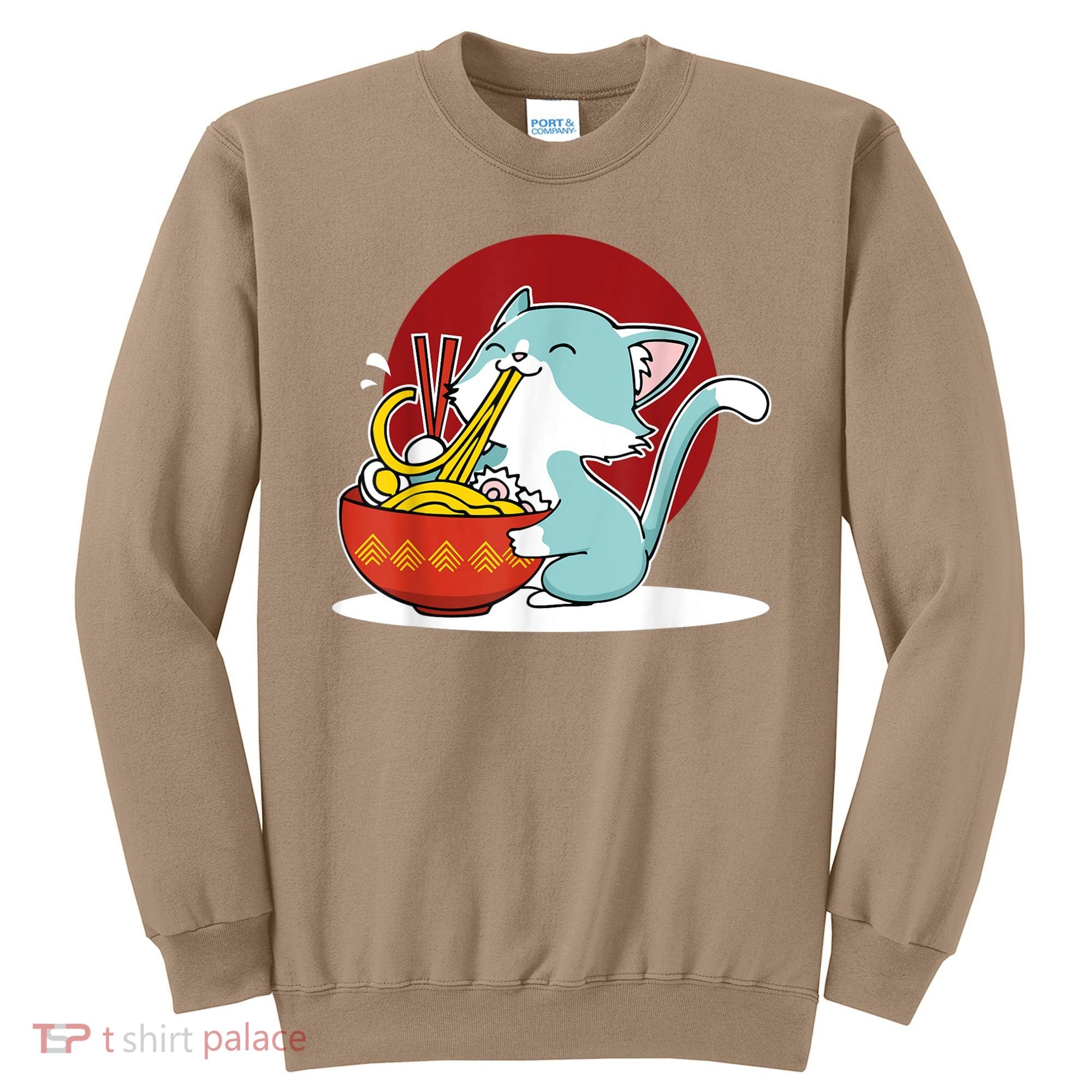 Cat Eating Japanese Ramen Noodles Soup Bowl Kawaii Kitten Sweatshirt