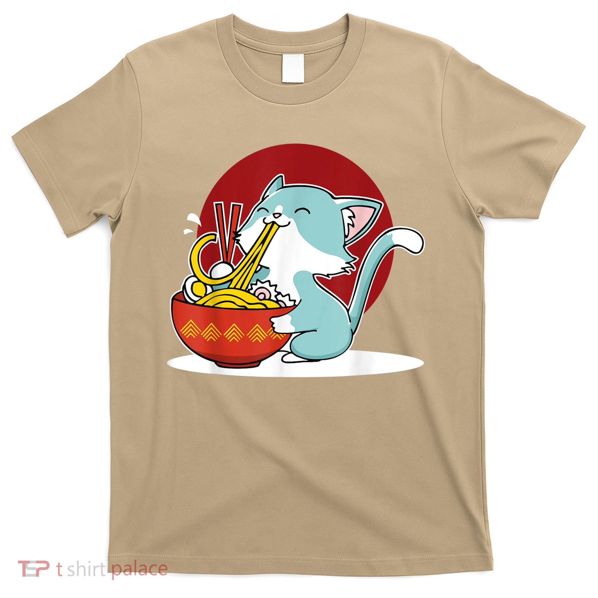 Cat Eating Japanese Ramen Noodles Soup Bowl Kawaii Kitten T-Shirt