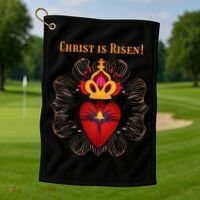 Christian Easter Jesus Christ Is Risen Golf Towel thumb 1