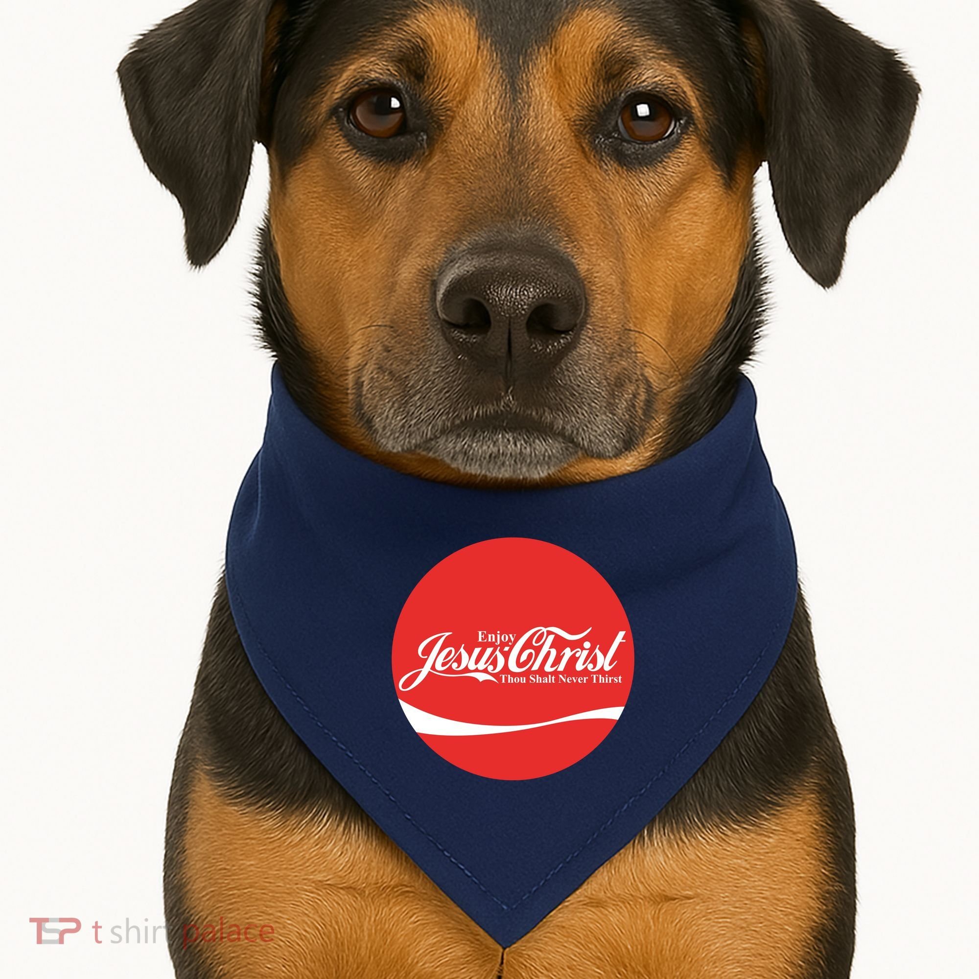 Cool Enjoy Jesus Christ Thou Shalt Mever Thirst USA-Made Doggie Bandana