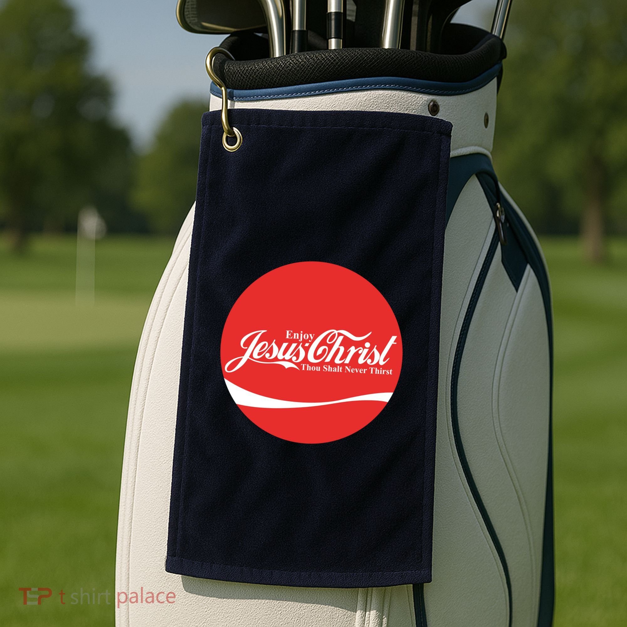 Cool Enjoy Jesus Christ Thou Shalt Mever Thirst Golf Towel