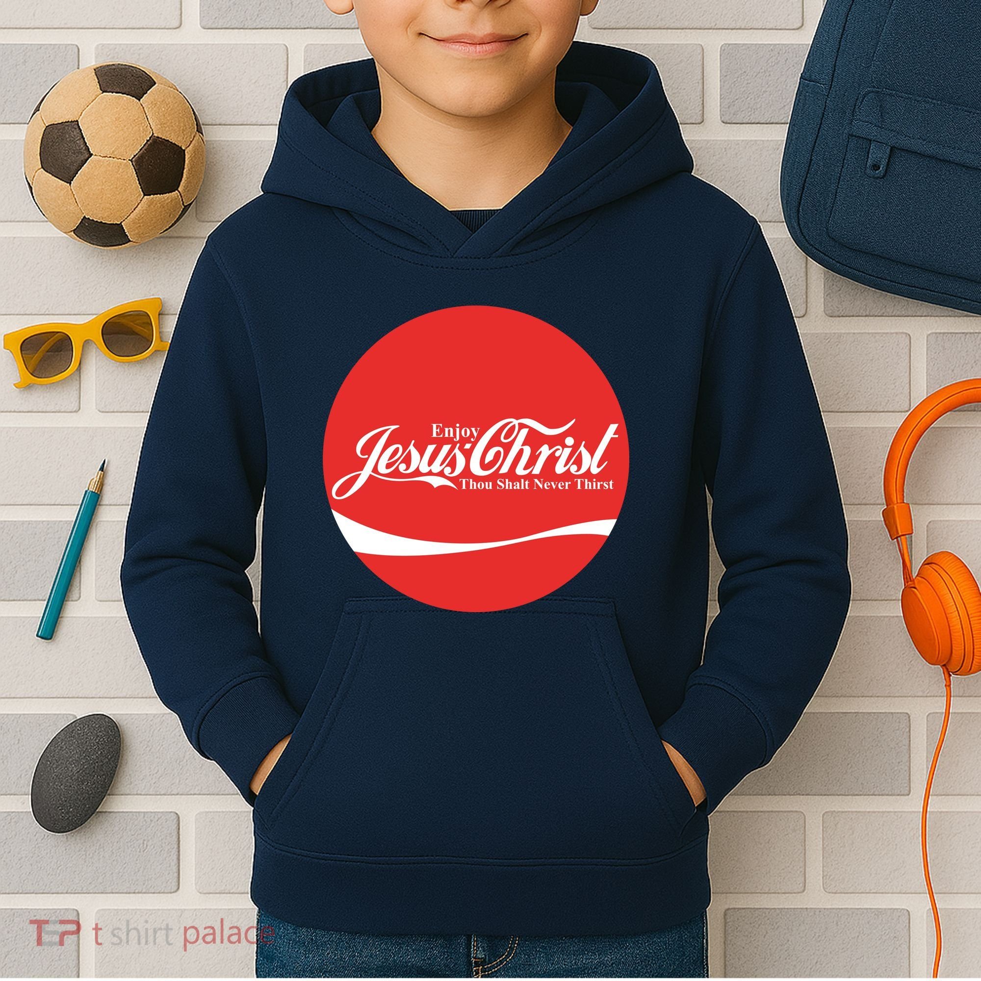 Cool Enjoy Jesus Christ Thou Shalt Mever Thirst Kids Hoodie
