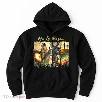 Celebrate Easter Jesus He Is Risen Four Scenes Hoodie