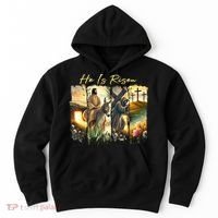 Celebrate Easter Jesus He Is Risen Four Scenes Hoodie thumb 0
