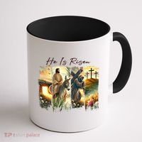 Celebrate Easter Jesus He Is Risen Four Scenes Coffee Mug thumb 1