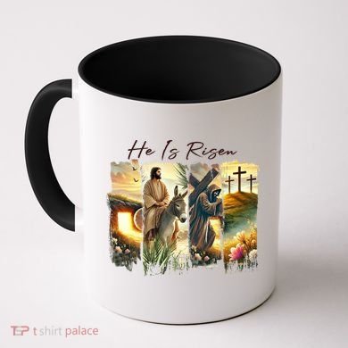 Celebrate Easter Jesus He Is Risen Four Scenes Coffee Mug
