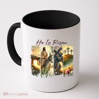 Celebrate Easter Jesus He Is Risen Four Scenes Coffee Mug thumb 0
