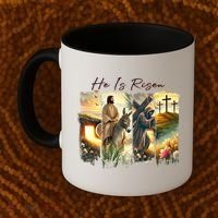 Celebrate Easter Jesus He Is Risen Four Scenes Coffee Mug thumb 2
