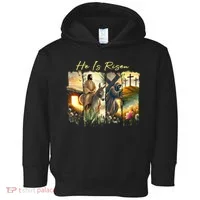 Celebrate Easter Jesus He Is Risen Four Scenes Toddler Hoodie thumb 0