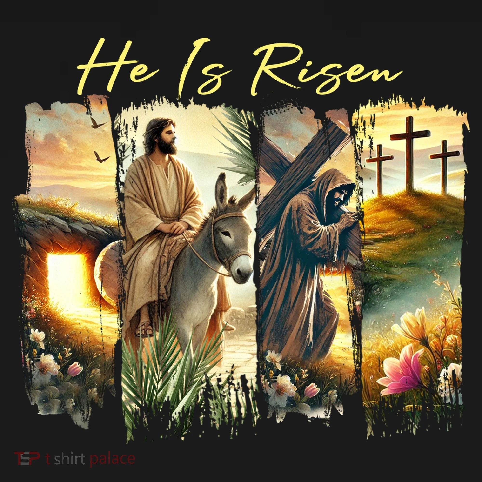 Celebrate Easter Jesus He Is Risen Four Scenes Toddler Hoodie