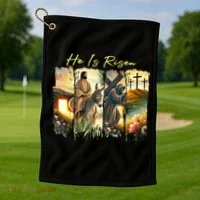 Celebrate Easter Jesus He Is Risen Four Scenes Golf Towel thumb 1