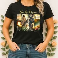 Celebrate Easter Jesus He Is Risen Four Scenes Women's T-Shirt thumb 2