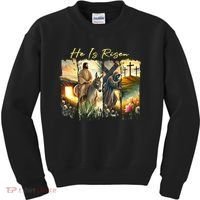 Celebrate Easter Jesus He Is Risen Four Scenes Kids Sweatshirt thumb 0