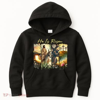 Celebrate Easter Jesus He Is Risen Four Scenes Kids Hoodie