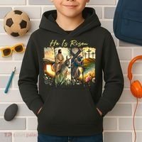 Celebrate Easter Jesus He Is Risen Four Scenes Kids Hoodie thumb 2