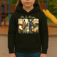 Celebrate Easter Jesus He Is Risen Four Scenes Kids Hoodie thumb 3