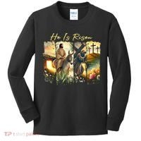 Celebrate Easter Jesus He Is Risen Four Scenes Kids Long Sleeve Shirt thumb 0