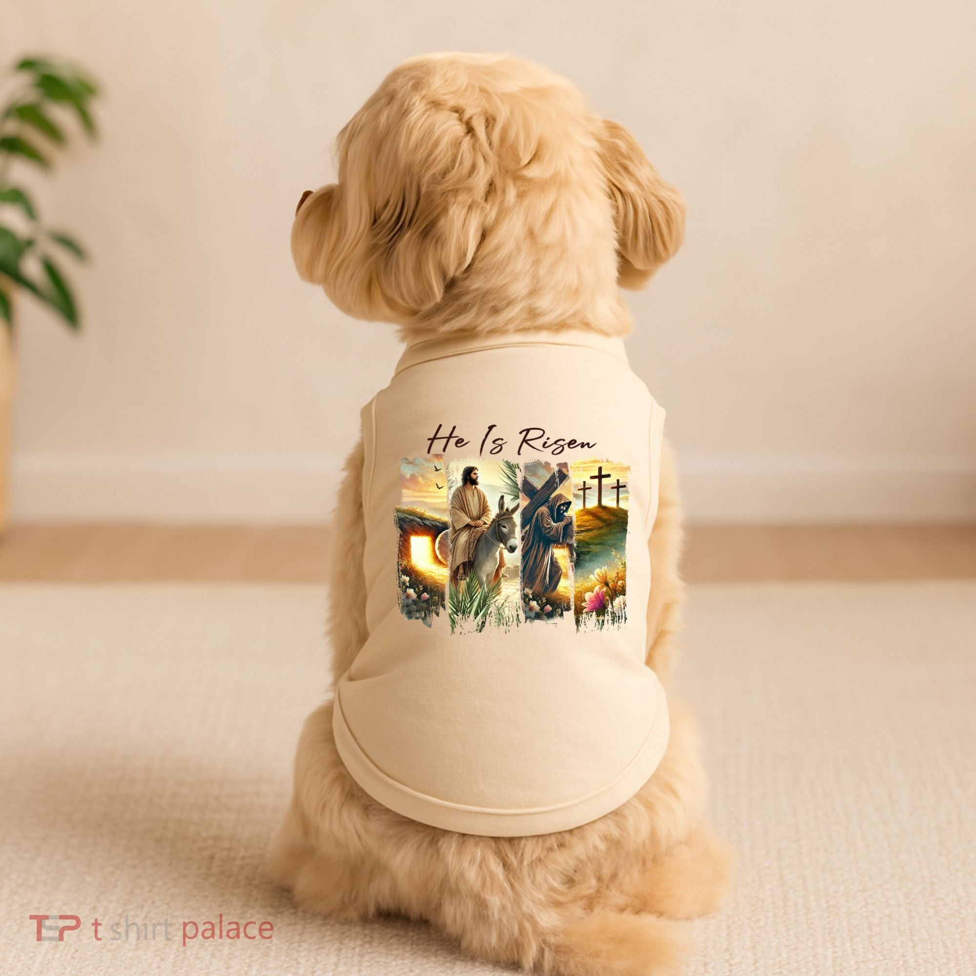 Celebrate Easter Jesus He Is Risen Four Scenes Doggie Tank