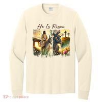 Celebrate Easter Jesus He Is Risen Four Scenes Long Sleeve Shirt thumb 0