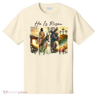 Celebrate Easter Jesus He Is Risen Four Scenes T-Shirt