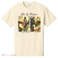 Celebrate Easter Jesus He Is Risen Four Scenes T-Shirt thumb 0