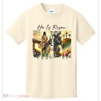 Celebrate Easter Jesus He Is Risen Four Scenes Kids T-Shirt thumb 0