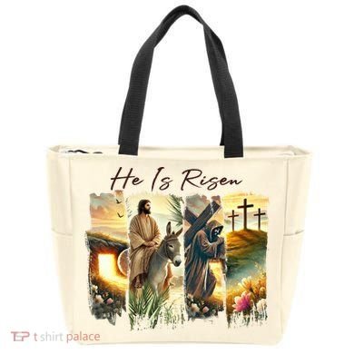 Celebrate Easter Jesus He Is Risen Four Scenes Tote Bag