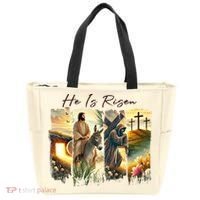 Celebrate Easter Jesus He Is Risen Four Scenes Tote Bag thumb 0