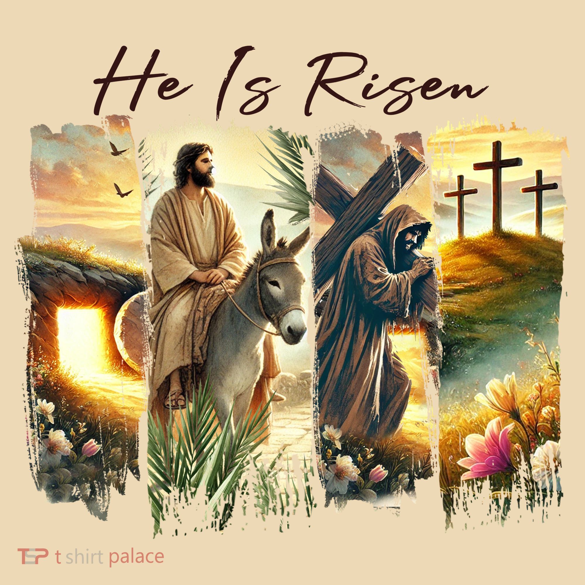 Celebrate Easter Jesus He Is Risen Four Scenes Tote Bag