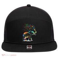 Cute Elephant Lover Animal On Elephant 7 Panel Mesh Trucker Snapback Hat thumb 0