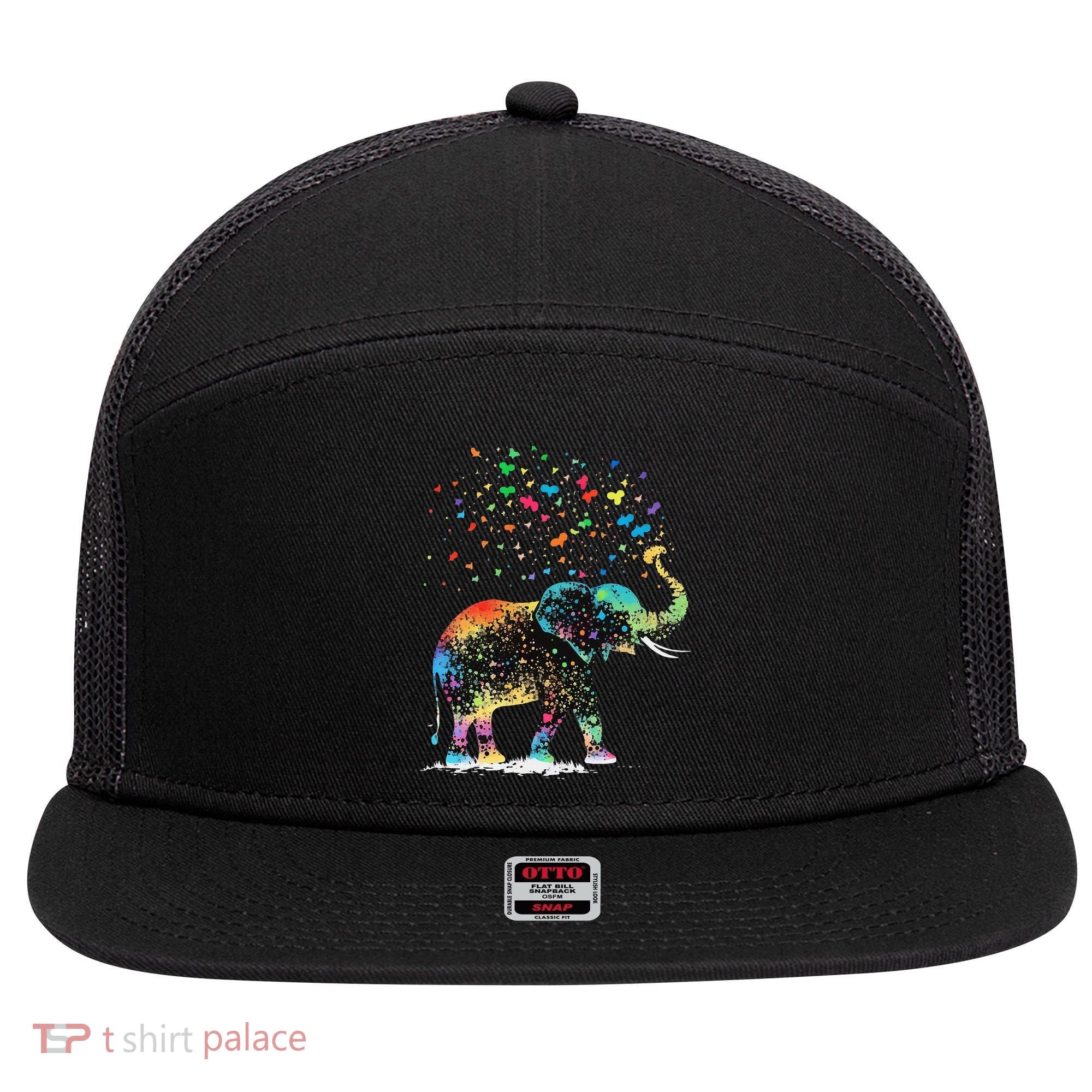 Cute Elephant Lover Animal On Elephant 7 Panel Mesh Trucker Snapback Hat