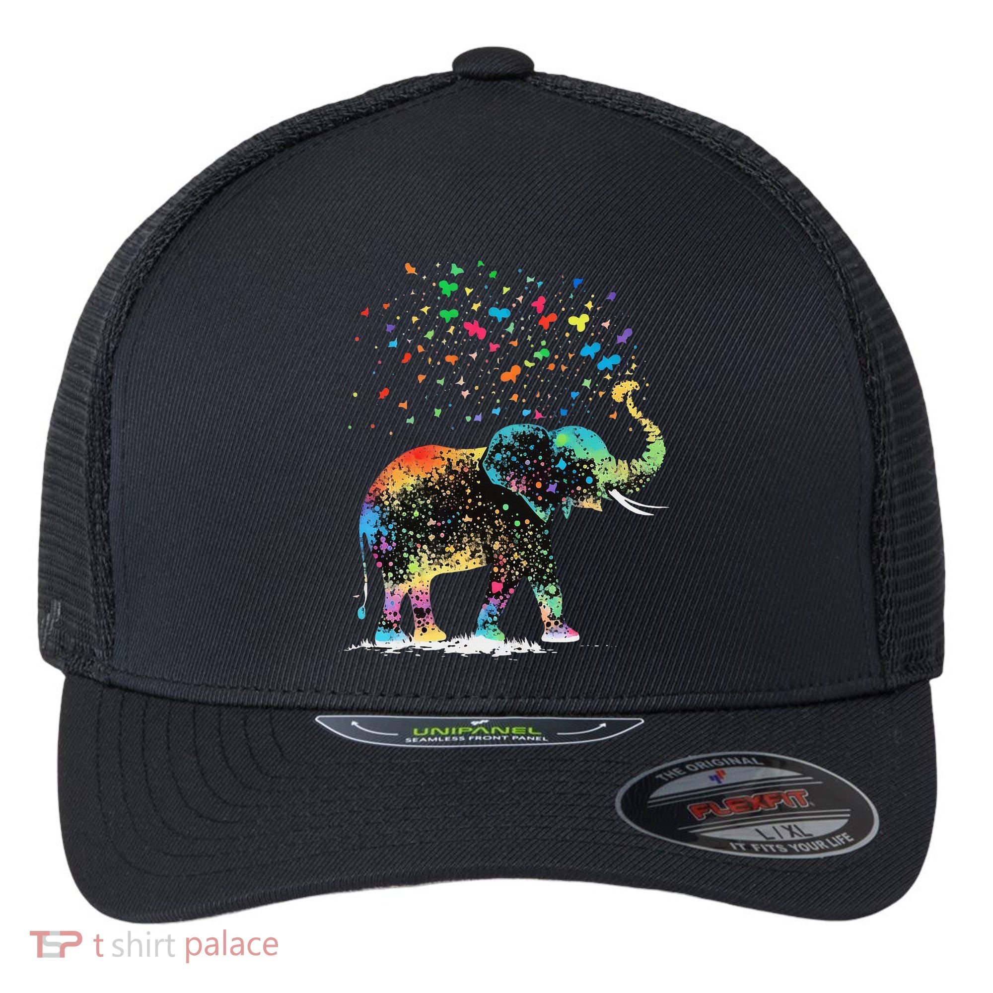 Cute Elephant Lover Animal On Elephant Flexfit Unipanel Trucker Cap