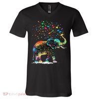 Cute Elephant Lover Animal On Elephant V-Neck T-Shirt thumb 0