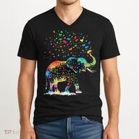 Cute Elephant Lover Animal On Elephant V-Neck T-Shirt thumb 2