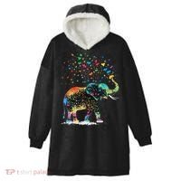 Cute Elephant Lover Animal On Elephant Hooded Wearable Blanket thumb 0